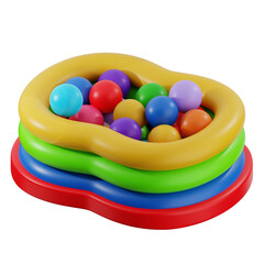 Bright plastic ball pit with vibrant balls, ideal for children's play areas and promotional kids' products.