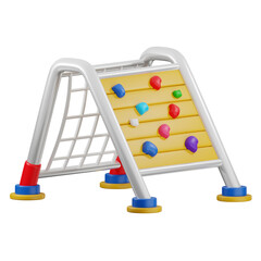 Colorful outdoor climbing structure designed for children's play and physical activity.