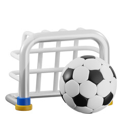 Child-friendly soccer goal with a soccer ball, suitable for sports, playgrounds, and outdoor recreation.