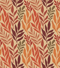 Boho Midcentury Modern Leaf Floral Ornament seamles pattern