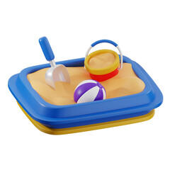 Playful sandbox with toys for children, ideal for web content related to outdoor activities and summer fun.