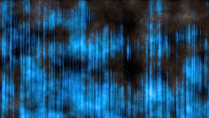 量子の雨とデジタル霧の中の青いスピードライン ― 抽象的なグリッチ縦線エフェクト