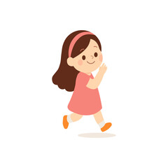 Cartoon vector kid girl character icon. Cartoon girl face little young woman isolated person icon