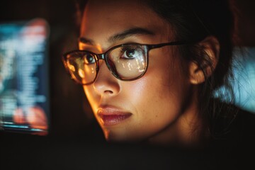Woman looking at a computer monitor