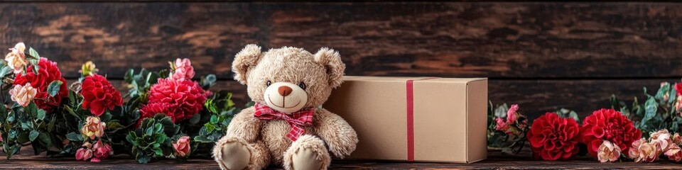 gift box flowers teddy bear