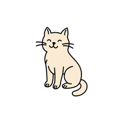 Cute vector cat doodle icon. Cartoon cat animal pet background line character design icon