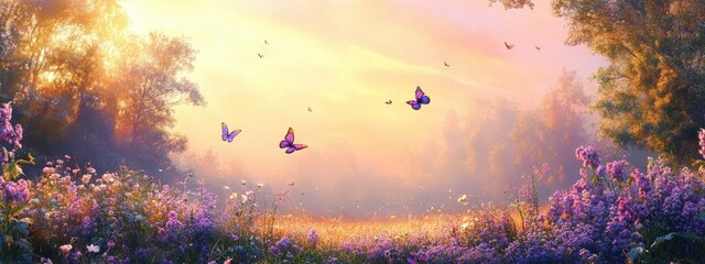 beautiful nature. butterflies are flying.