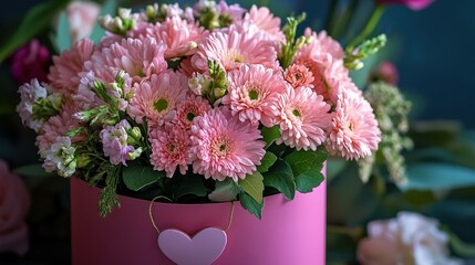 Beautiful pink box with pink flowers.