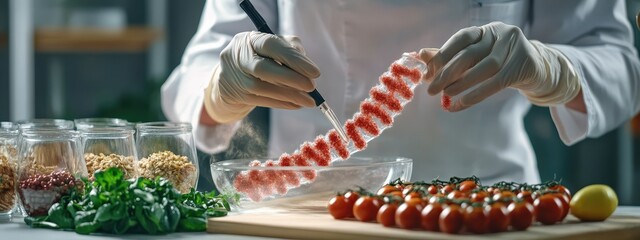 A scientist analyzes a food DNA sample.