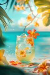 drink a cocktail on vacation. Selective focus. nature