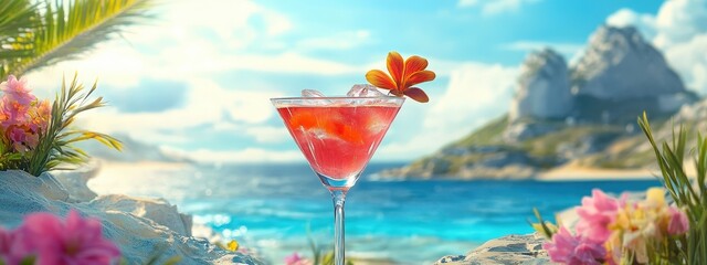 drink a cocktail on vacation. Selective focus. nature
