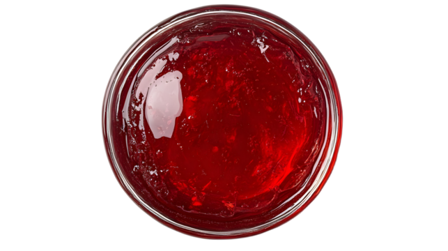 Bowl of gelatin isolated on white, from above