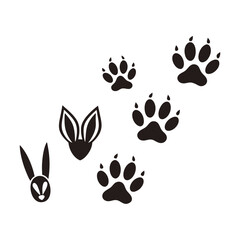Simple Black and White Animal Tracks and a Rabbit.