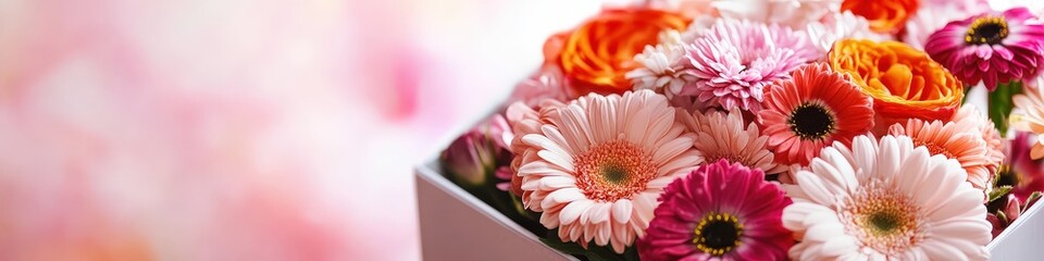 Beautiful bouquet in a light box. gift.