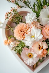 Beautiful bouquet in a light box. gift.