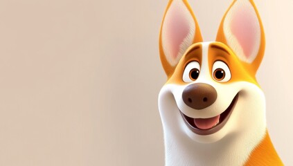 A cute and playful orange corgi puppy with dotted eyes and a protruding red tongue stands on a white background in an adorable pose