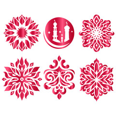 Set of vector Islamic luxurious decorative elements redefined in modern vector illustration
