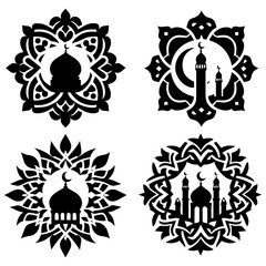 Set of artistic transformation of form and color into stylish elegance with Islamic vibe