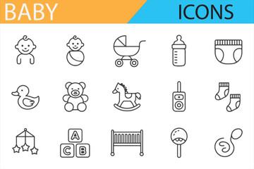 Baby-Related Icons for Nursery, Toys, and Family-Friendly Content
