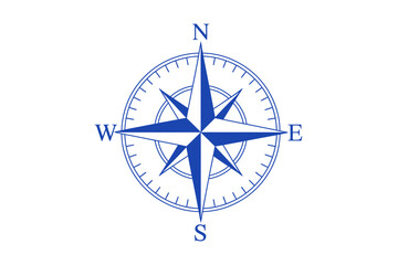 Blue compass rose navigation direction travel icon