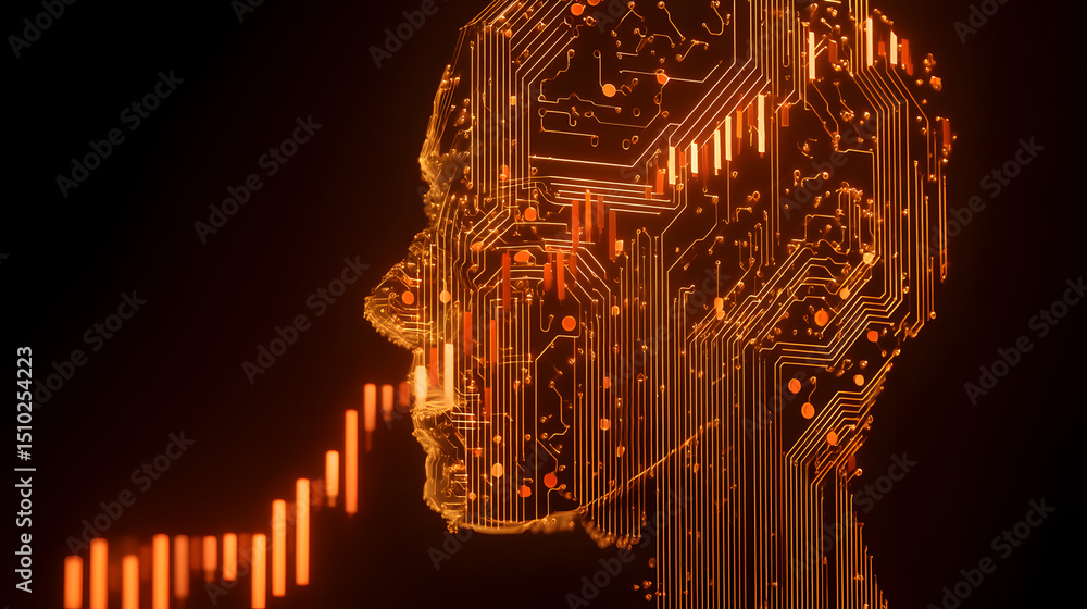 Poster ai-enhanced mindscape: a striking visualization of an abstract mind composed of intricate circuit pa