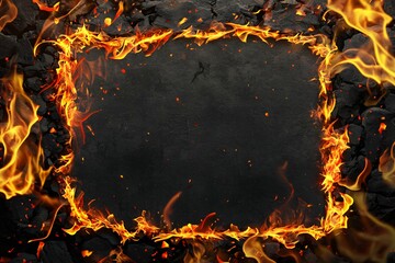 Customizable campfire spark frame template evokes warmth and camaraderie for creative projects.