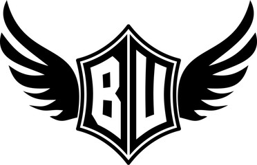BU logo emblem with winged and shield template