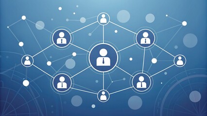 Business network illustration, connected people, professional relationships, teamwork, collaboration, corporate, digital, communication, links, nodes
