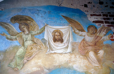 Fresco on the ceiling in the form of an icon.