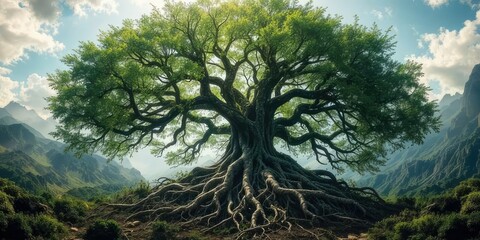 Fototapeta premium Ancient Tree Roots Reaching Deep: Symbol of Enduring Strength