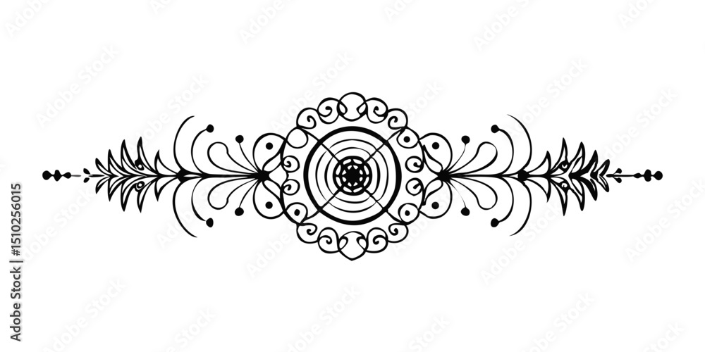 Poster geometric circular wave pattern with decorative elements in black