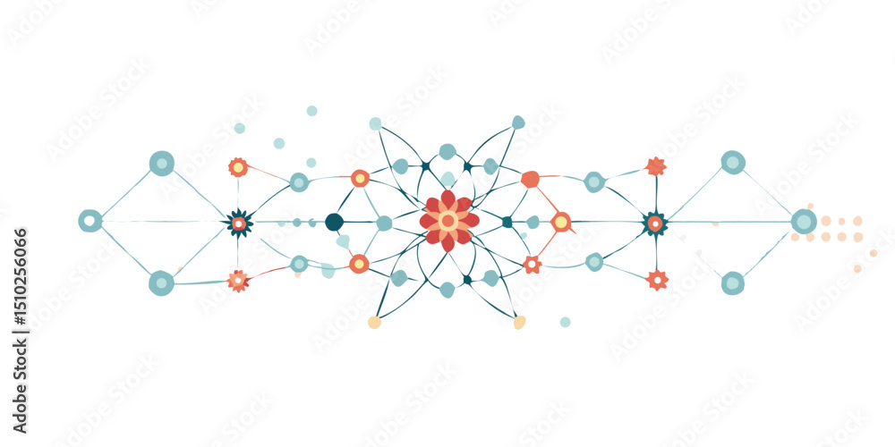 Poster abstract molecular structure design with colorful geometric patterns
