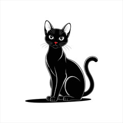Cute Black Cat Sitting – Vector Illustration for Halloween, Pets, and Minimalist Design