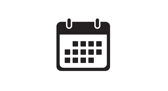 Minimalist Black Calendar Icon: Simple Appointment Scheduling Graphic