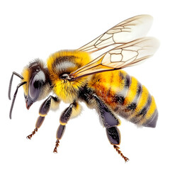 Bee isolated on white background. Close up of honeybee. Ai Generated Images