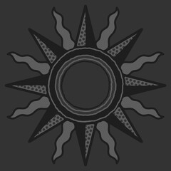 antique sun illustration; vintage solar depiction