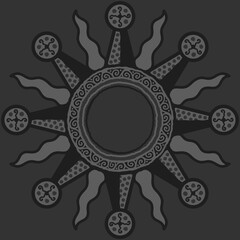 antique sun illustration; vintage solar depiction