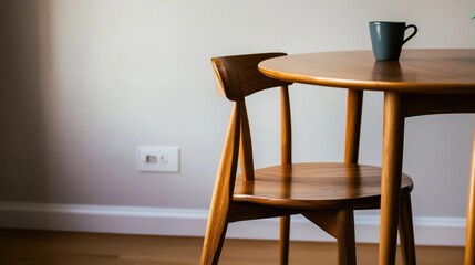 Wooden chair and table in home living space
