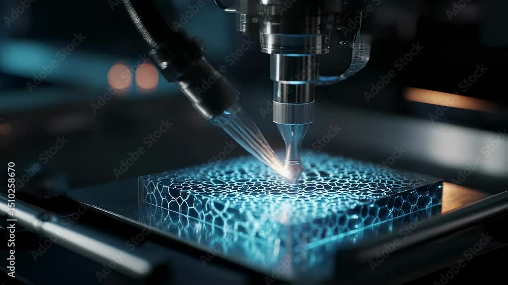 Poster automated precision machinery uses uv light to solidify a hydrogel substance, creating a form fittin