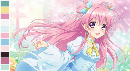Pastel Pink Hair Anime Girl Illustration  A Delicate Digital Painting