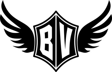 BV logo emblem with winged and shield template