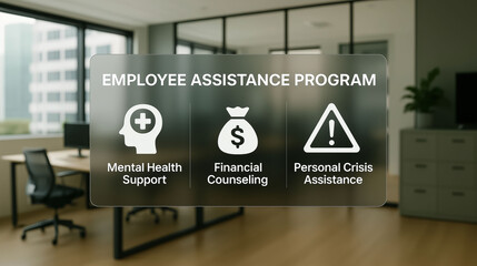Employee assistance program EAP offering  mental health support financial counseling financial crisis assistance medical insurance and wellness services for employee