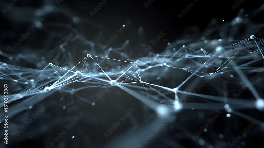 Poster interconnected network: an abstract visual representation of a digital network, illuminated with a s