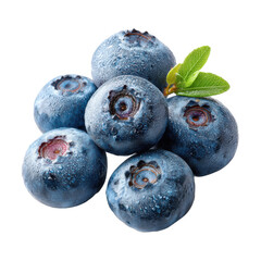Fototapeta premium Closeup of Fresh Blueberries with Dew Drops on Transparent Background