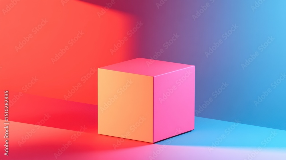 Aufkleber color block cube: a simple, yet captivating, presentation of a vibrant, multi-colored cube with bold