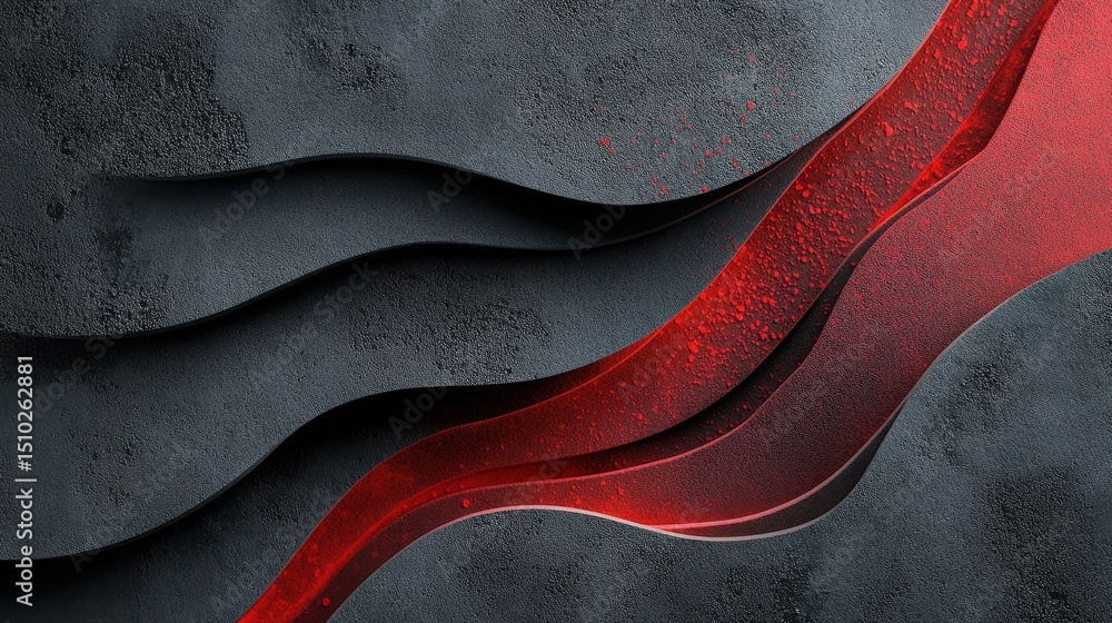 Poster abstract red and gray wave: an abstract blend of red and gray waves creates a captivating display, e