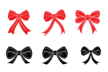 Bows Knot and Ribbon Silhouette Vector Set Decorative Elements Collection