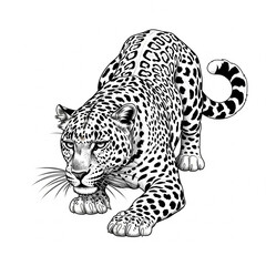 sketch of tattoo.on white background. leopard