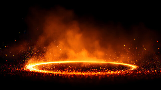 Fiery Ring of Power: An intense fiery ring of power glows brightly against a dark background.  Sparks fly from the glowing embers, creating a mystical and powerful image.