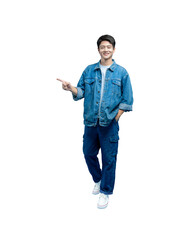 full body Young asian teen man  posing on a PNG background	